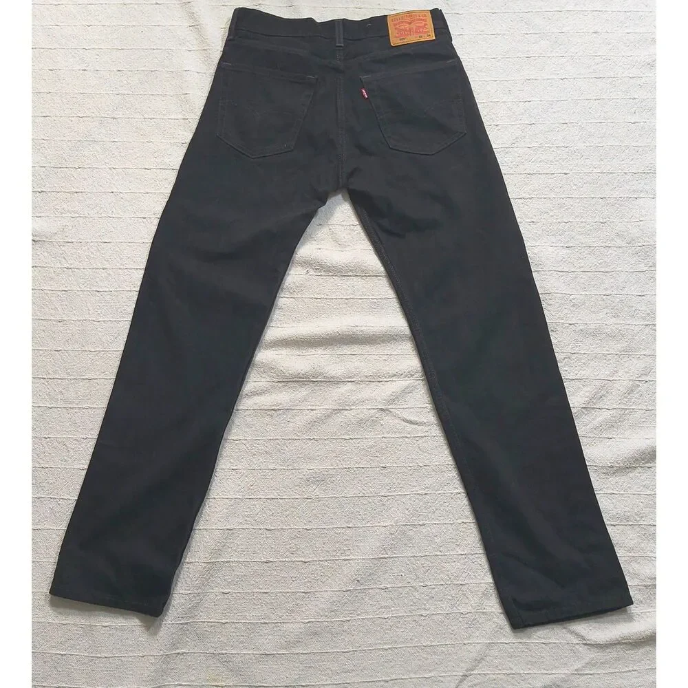 Levi 505 Black Denim Jeans with Custom Akatsuki Cloud Design